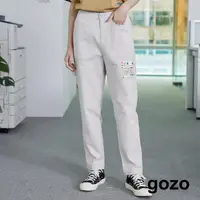在飛比找momo購物網優惠-【gozo】gozo織標後鬆緊工作男友褲(兩色)