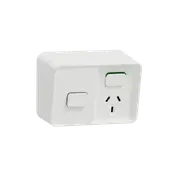 Clipsal Iconic Outdoor, Single, Switched socket outlet, with timer, 10A, 250V, Extra Switch White - O3015T-XW
