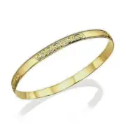 Moroccan Bangle in 14K Yellow Gold Vintage Style Handmade Stacking Bracelet