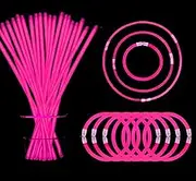 YOFOBU Glow Sticks Bulk Light Up Bracelet Glow Necklaces with Connectors 50ct 8" Glowsticks 4th of July Neon Party Supplies for Halloween Christmas Birthday Carnival Raves Wedding (Pink *50)