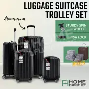Black 4PCS Luggage Set TSA Lock Suitcase Hard Case Lightweight Travel Trolley