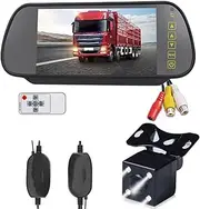 Car Rear Parking Camera 7" Rear View Monitor Mirror Wireless Reverse Backup Camera Kit for Car Truck Van Reversing Camera(Full Kit)