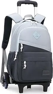 [Tanou] Trolley Backpack with Wheels for Boys - Unisex School Backpack Teenager with 6 Wheels Waterproof - School Bag Trolley Boys Casual Daypack for 3rd 9th Grade, 25L