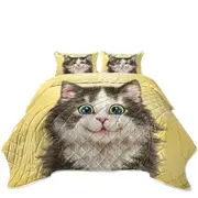 Painted Cats Cute Happy Smiling Kitty Cat Coverlet