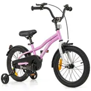 Costway 40 cm Bike Boys & Girls Training Bicycle w/Adjustable Seat & Removable Training Wheels Purple