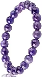 [HOZEAL] Handmade Amethyst Bracelet, Love Friendship Anxiety Healing Crystal Stone Protection Spiritual Amethyst Bracelet, Business Money Wealth Prosperity Good Luck Energy Beaded Bracelets for Men Women
