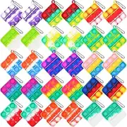 30 Pcs Mini Pop Fidget Keychain Toys,Small Square Push Its Bubble Poper Bulk Hand Toy Party Favors Pops Fidgets Tiny Key Chain Pack Anxiety Stress Reliever Gifts Kids Adults