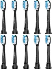 Toothbrush Replacement Heads for Philips Sonicare Diamondclean W Electric Sonic Tooth Refill Brush Head, 10 Pack Black