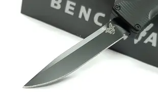 Benchmade OM™️ 黑鋁柄黑平刃 OTF 彈簧刀 - S30V鋼(Satin處理)-BENCH 4850BK