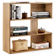 Costway 3-Shelf Open Bookcase Concave Display Bookshelf Home Office Storage Organizer