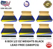 6 BOX STICK-ON BLACK WHEEL WEIGHTS 1/2 OZ ADHESIVE WHITE TAPE LEAD-FREE (1680PC)