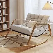 VERYMUSH Rocking Chair Oversized Patio Rocking Chairs with High Backrest Armchair 180KG Support Rocking Chairs Modern Loungewith Iron Frame for Living Room Bedroom(Grey,Gold)