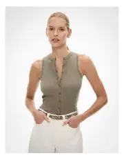 [Witchery] Button Thru Tank in Khaki