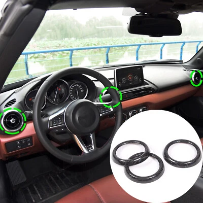 Real Carbon Fiber Interior Dash Air vent Frame Trim For Mazda MX-5 2016-2023 (for: Mazda)