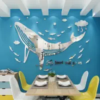 在飛比找蝦皮商城精選優惠-❇▨鯨魚創意時尚壁貼風水財鹿天馬3D壓克力鏡面牆貼臥室客廳玄