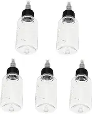 TEHAUX 5pcs Transparent Plastic Squeeze Bottles with Graduated Scale and Pointed Nozzle Cap for Precise Paint Mixing Crafting and Hair Oil Application Lightweight and Durable Design