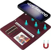 [Umlovecase] for Samsung S23 Plus 5G Case,for Galaxy S23 Plus 5G Wallet Case,2 in 1 Detachable Wallet Phone Cover[RFID Blocking] PU Leather Flip Kickstand Shockproof Protective Phone Cover-Wine Red