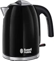 Russell Hobbs Black Stainless Steel 1.7L Cordless Electric Kettle with black handle (Fast Boil 3KW, Removable washable anti-scale filter, Pull to open hinged lid, Perfect pour spout) 20413