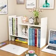 Fohouse Bookcase Desktop Bookshelf Wood Display Shelf Desktop Organizer Office Storage Rack Storage Organizer, Countertop Bookcase Storage Display Rack,Art Office Supplies Decor