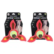 2x Paws & Claws 21.9x19.5cm Fetch Flyer Foam Dart w/Tennis Ball Dog/Pet Toy Red