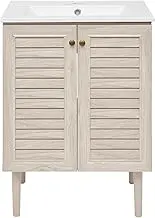Swiss Madison Bron 24" Freestanding Bathroom Vanity in White Oak with Sink Top