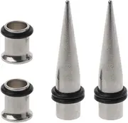 [Ankexin] Gauge 7mm Pair of Stainless Steel Tapers and Tunnels Ear Studs Stretching Kit with O-Ring Body Jewelry for Male Female