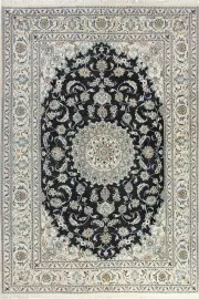 Nain Medallion Hand Knotted Wool & Silk Rug 295x200 cm by Cyrus Rugs