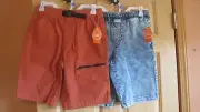 2- Wonder Nation Boys XXL=18 Stretch Comfort Waist Shorts, NWT