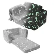 VEVOR Fold-out Kids Sofa, Glow-in-the-Dark Kids Couch Chair, 2-in-1 Children ...
