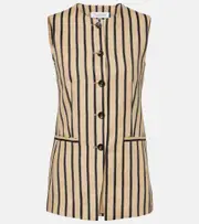 [Max Mara] Max Mara Rodeo striped linen and cotton-blend top UK 2 brown