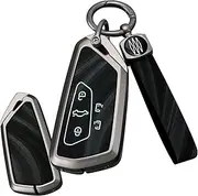 TECART Key Fob Cover with Keychain Trim PVC Leather Fit For Volkswagen Jetta Beetle Santana Scirocco Eos Tiguan Polo MK5