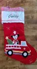 Pottery Barn Kids Dog Fire Engine Quilted Christmas Stocking Dalmation OAKLEY
