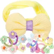 ERINGOGO 12pcs Hair Ties for Elastic Floral Bow Ponytail Holders Soft Cloth and Band for Parties and Everyday Use