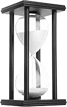 ChrisXiao Hourglass Sand Timer,Black Wooden 30/45/60 Minute Sandglass Timer for Home,Desktop,Classroom Kitchen Restaurant Office Living Room Decor (60 Min, White Sand)