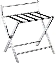 Luggage Rack Suitcase Stand Hotel Room with Backrest Foldable Stainless Steel Luggage Rack Floor Storage Rack Luggage Shelf Luggage Stand(Silver)