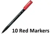 10 x Staedtler CD/DVD OHP Universal Perm Lumocolor Marker MED 1.0mm 317-2 RED