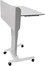 ASSYA Portable Height-Adjustable Lecture Table with Wheels, Drawers, Mobile Lifting Podium Stand, Suitable for Churches, Schools, Conferences,White
