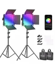 NEEWER 2 Pack RGB660 PRO LED Video Light Kit with RGB & Bi-Color Modes