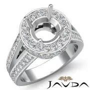 Pave Diamond Engagement Round Shape Vintage Ring 14k White Gold Semi Mount 2Ct