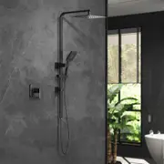 WELS 10" Rain Shower Head Set Square Handheld With Shower Mixer Tap Black