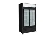 Comchef Two Sliding Glass Door Colourbond Upright Drink Fridge Black CH-1000CHSDBP