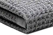 SUTERA Silverthread Waffle Bath Towel - California-Spun Superior Supima Cotton, Quick Drying, Ultra Soft, Lightweight and Absorbent - Grey, Waffle Weave Design - Luxury Bath Towel (Bath)