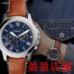 盈盈二手/FOSSIL 傅斯 石英三眼計時-皮帶百搭男錶 FS5210