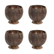 New Natural Coconut Cup Coconut Shell Fruit Beer Coffee Cold Drink Cup Coconut Bowl-4Pcs as shown
