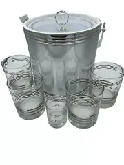VTG Mid Century Custom Deco INC. Ice Bucket & Glassware 6pc Entertainment Set