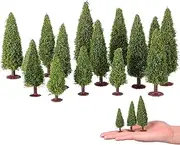WINOMO 15pcs Green Scenery Landscape Model Cedar Trees