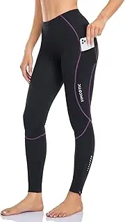 [simcotic] Women's Cycling Pants Fleece 4D Padded Cycling Tights Bike Pants Long Bicycle Leggings Winter with Pockets