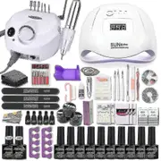 Kensty 35000 Rpm Nail Art Kit Med 120w/54w Led Neglelampe 40/30/20/10 Farger Uv Polering Gel Polering Nail T9(meili)