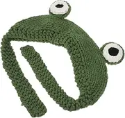 [WATIIFUFU] Frog Knit Cap Animal Hat Crochet Knitted Headband Big Eyes Frog Warm Comfortable Perfect for Winter