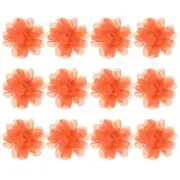 12-Pack Chiffon Flowers 1.97 x 1.97" Fabric Flowers for Craft [Orange]